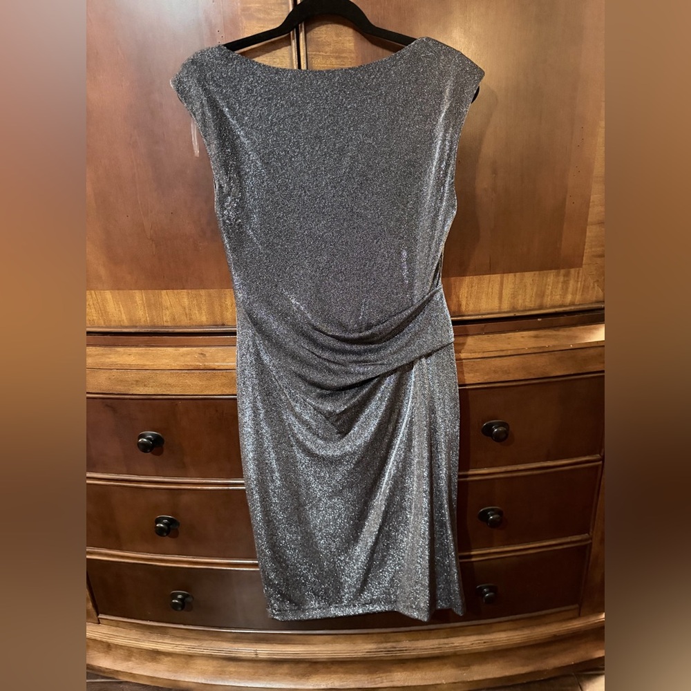 Connected Apparel Shimmering Gray Asymmetrical Dr… - image 2